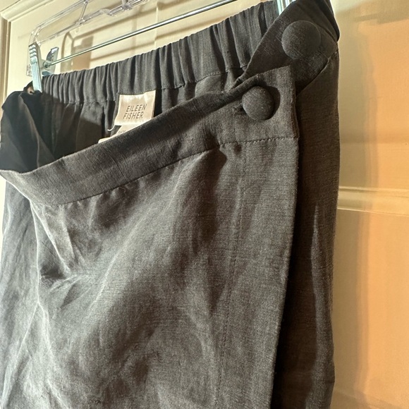 Eileen Fisher Silk Linen Black Women's Wrap Skirt - Picture 3 of 4
